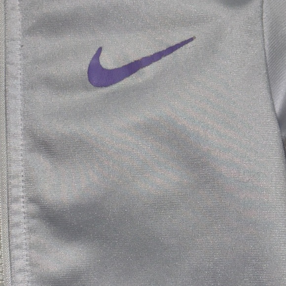 Nike 3T Toddler White Full Zip White Jacket Purple Polka Dot Trim - Picture 7 of 15